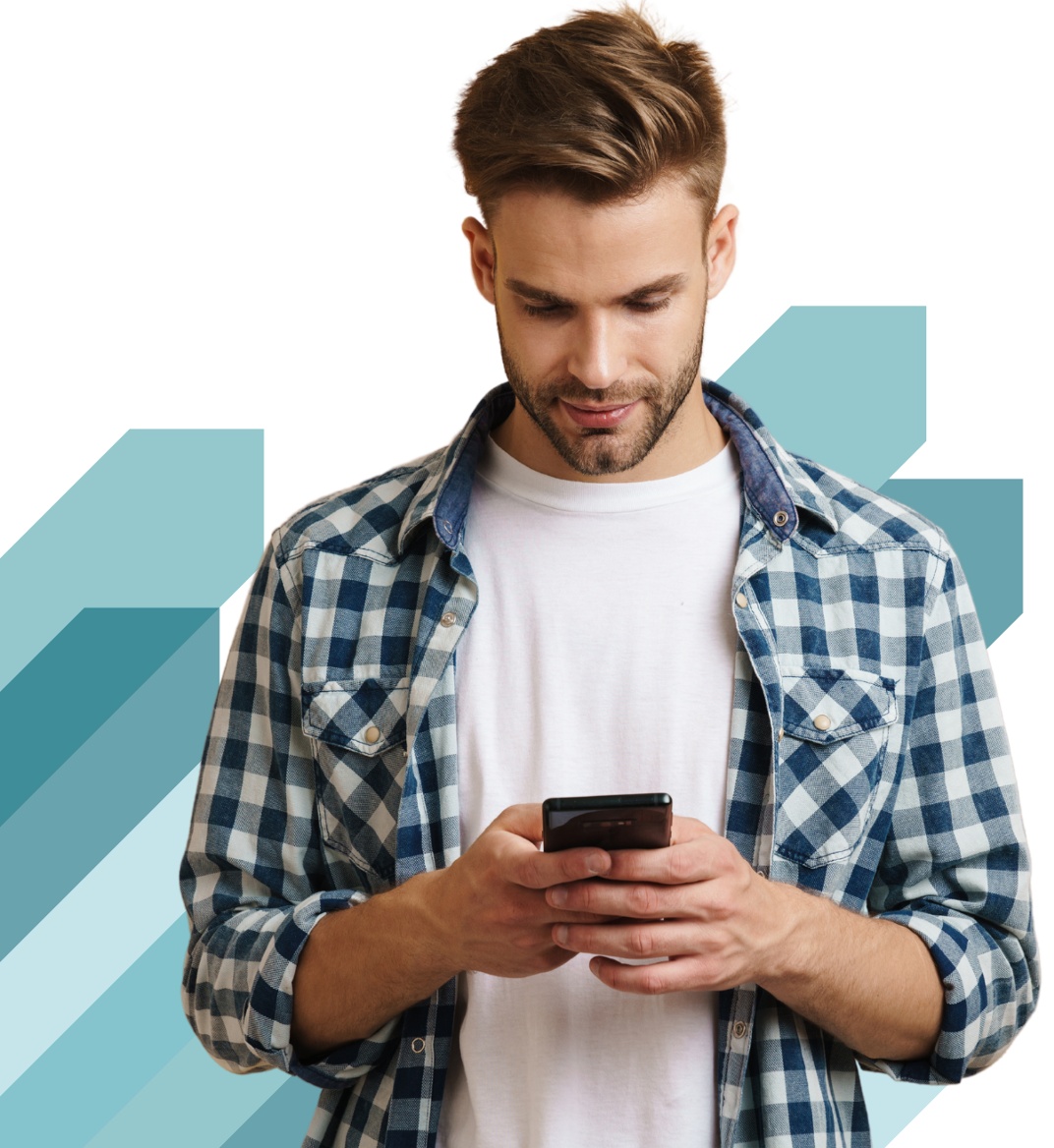 Študent s mobilom